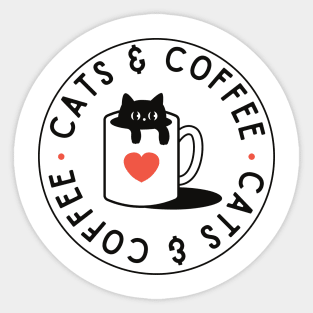 Cats & Coffee retro vintage Sticker